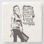 Banksy If you want to achieve greatness black Stone Coaster