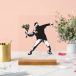Banksy Love is in the air Flower throwing halftone Acrylic Sign