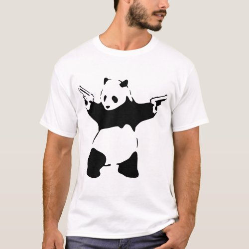 Banksy Panda With Guns  T_Shirt