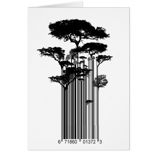 Banksy Style Barcode Trees illustration Cards (Front)