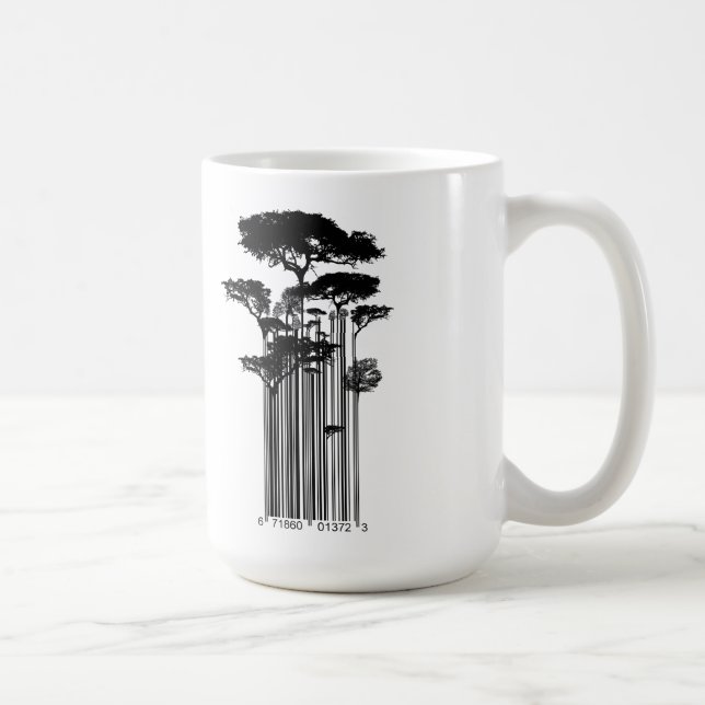 Banksy Style Barcode Trees illustration Coffee Mug (Right)