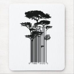 Banksy Style Barcode Trees illustration Mouse Pad