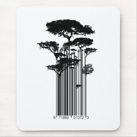 Banksy Style Barcode Trees Illustration Mouse Pad