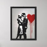 Banksy Style Couple Kiss Wall Art