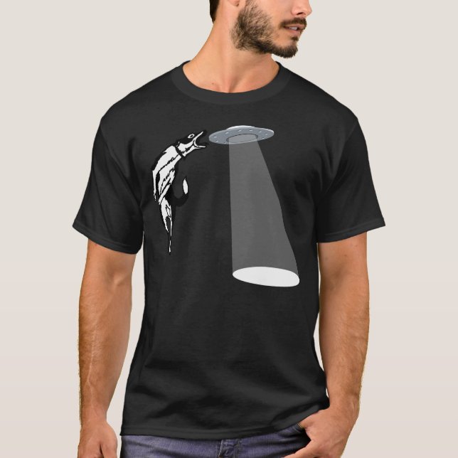 Banksy Style Dog Catching Frisbee (Flying Saucer) T-Shirt (Front)