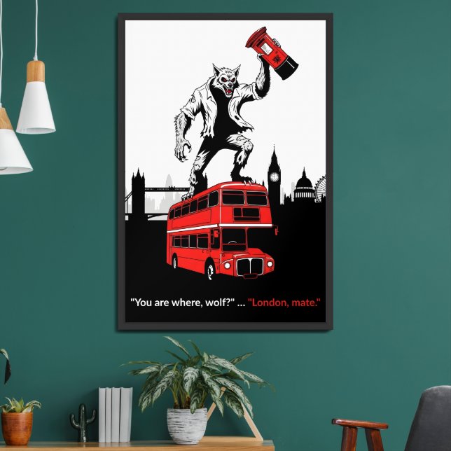 Banksy Style London Themed Werewolf  Framed Art (Living Room 2)