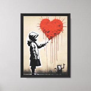 Banksy Style Love Heart Wall Art