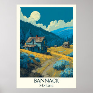 Bannack Montana Vintage Ghost Town Winter Art Poster