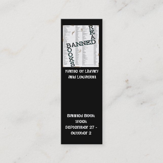 Banned Book Week Mini Bookmark to Customize Mini Business Card (Front)