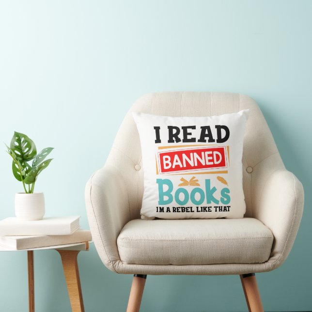Banned Books Awareness Literacy Rebel Throw Pillow (Chair)