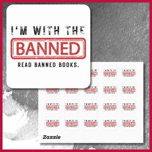 Banned Books Censorship I'm With the Banned Square Sticker