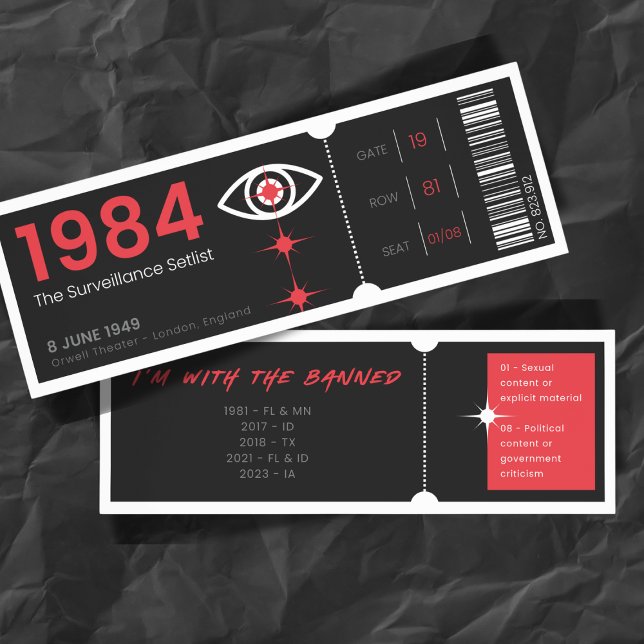 Banned Books Concert Ticket 1984 Bookmarks (Creator Uploaded)