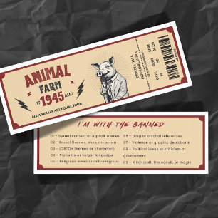 Banned Books Concert Ticket Animal Farm Bookmarks