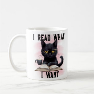 Banned Books "I Read What I Want" Book and cats Coffee Mug