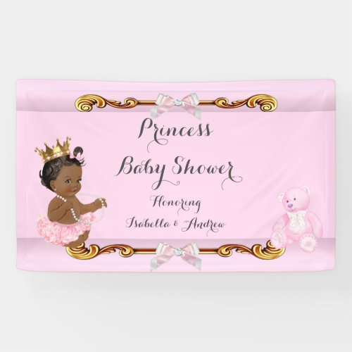 Banner Ethnic Princess Baby Shower Pink Gold