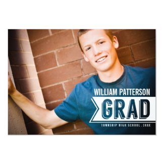 Banner Grad Guy Photo Graduation Party Invitation 5" X 7" Invitation Card