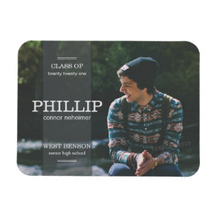 Banner Gray Photo Graduation Announcement Magnet