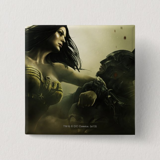 Banner: Grundy, Wonder Woman, Batman Pinback Button (Front)