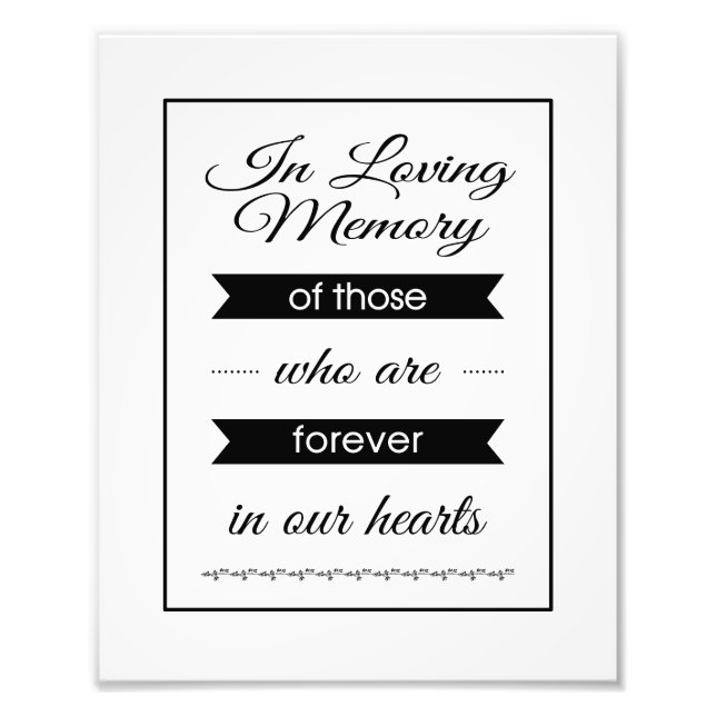 Banner In Loving Memory Wedding Sign Photo Print (Front)