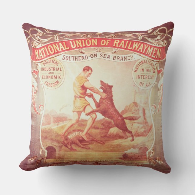 Banner of the Southend-on-Sea branch of the Nation Throw Pillow (Front)