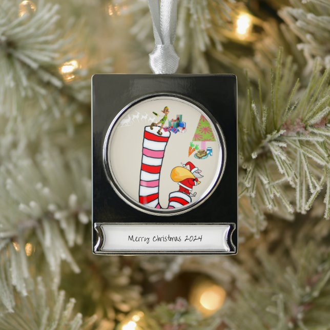 Banner Ornament Elf Santa Candy Cane (Tree)