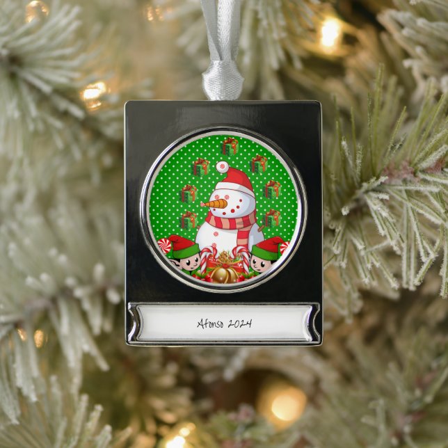 Banner Ornament Elf Snowman (Tree)