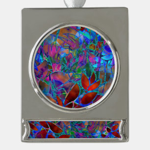 Banner Ornament Floral Abstract Stained Glass