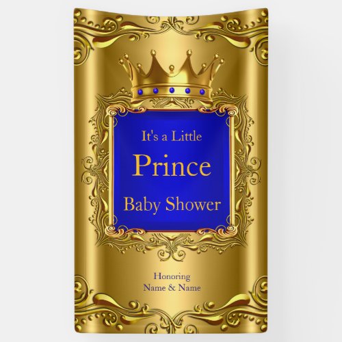 Banner Prince Baby Shower Blue Gold 2