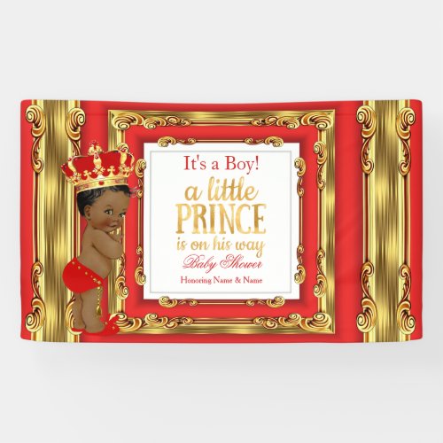 Banner Prince Baby Shower Regal Red Gold Ethnic