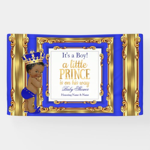 Banner Prince Baby Shower Royal Blue Gold Ethnic