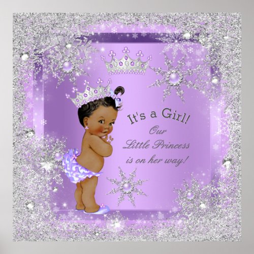 Banner Princess Baby Shower Lilac Ethnic Poster