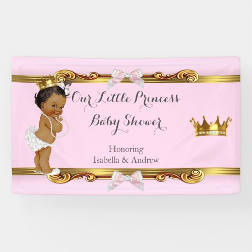 Banner Princess Baby Shower Pink White Gold