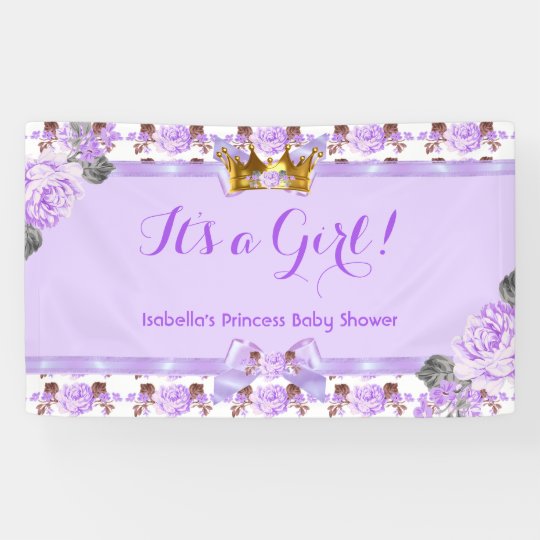 Banner Princess Baby Shower Purple Roses Floral | Zazzle.com