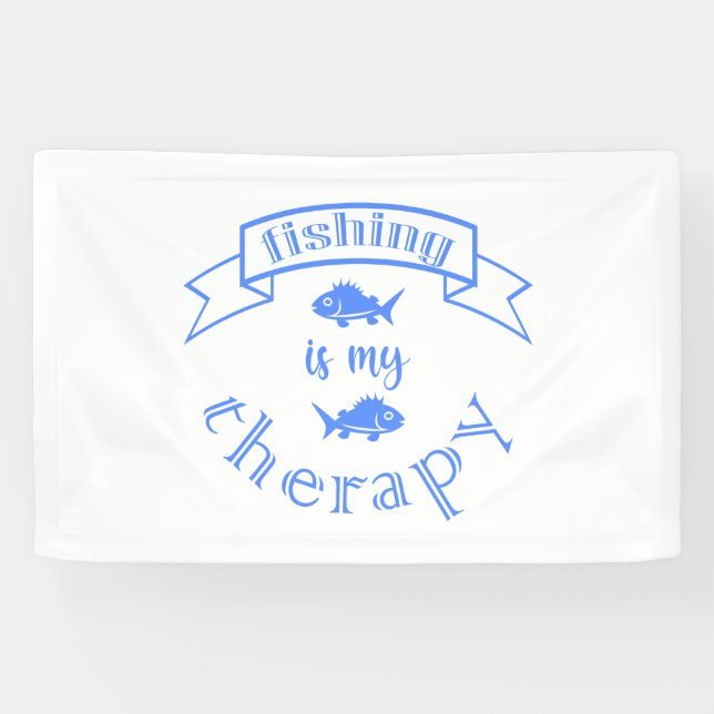 Banner ribbon quote Fishing is my therapy (Horizontal)