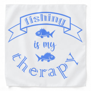Banner ribbon quote Fishing is my therapy Bandana