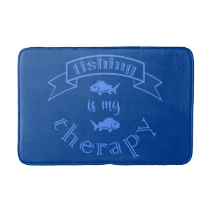 Banner ribbon quote Fishing is my therapy Bath Mat
