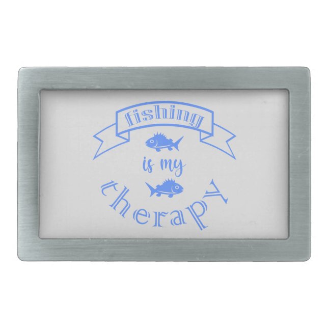 Banner ribbon quote Fishing is my therapy Belt Buckle (Front)