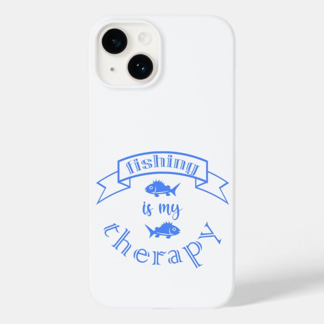 Banner ribbon quote Fishing is my therapy Case-Mate iPhone Case (Back)