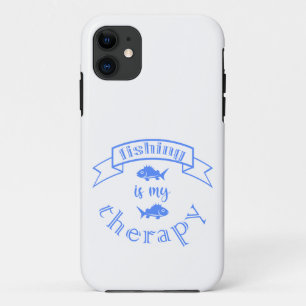 Banner ribbon quote Fishing is my therapy iPhone 11 Case