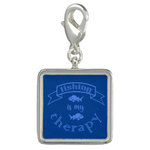 Banner ribbon quote Fishing is my therapy Charm