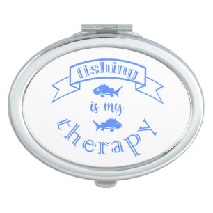 Banner ribbon quote Fishing is my therapy Compact Mirror