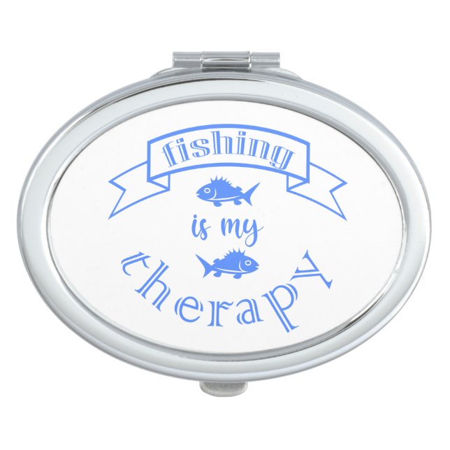 Banner ribbon quote Fishing is my therapy Compact Mirror (Front)