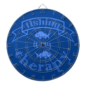 Banner ribbon quote Fishing is my therapy Dart Board