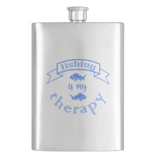 Banner ribbon quote Fishing is my therapy Flask