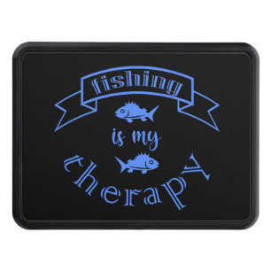 Banner ribbon quote Fishing is my therapy Hitch Cover