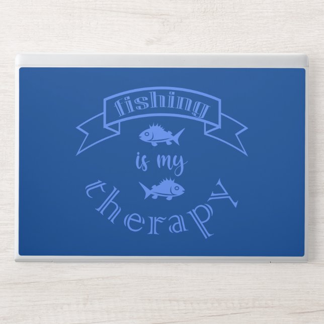 Banner ribbon quote Fishing is my therapy HP Laptop Skin (Front)