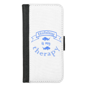 Banner ribbon quote Fishing is my therapy iPhone 8/7 Wallet Case