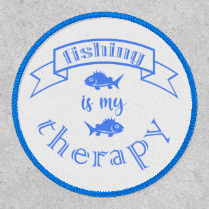 Banner ribbon quote Fishing is my therapy Patch