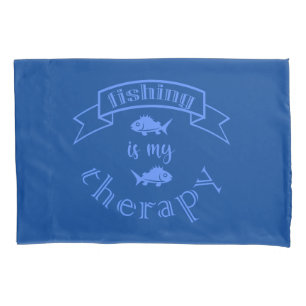 Banner ribbon quote Fishing is my therapy Pillow Case