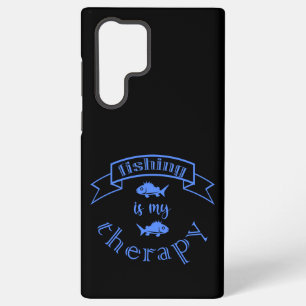 Banner ribbon quote Fishing is my therapy Samsung Galaxy S22 Ultra Case